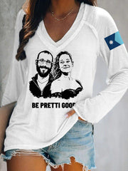 Women's Be Pretti Good Stand With Minnesota Abolish Ice Resist Long-Sleeve V-Neck T-Shirt