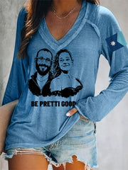 Women's Be Pretti Good Stand With Minnesota Abolish Ice Resist Long-Sleeve V-Neck T-Shirt