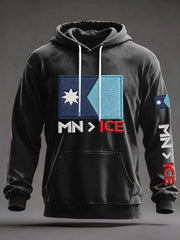 Men's Minnesota No ICE Oversized Drop-Shoulder Hoodie with Pockets