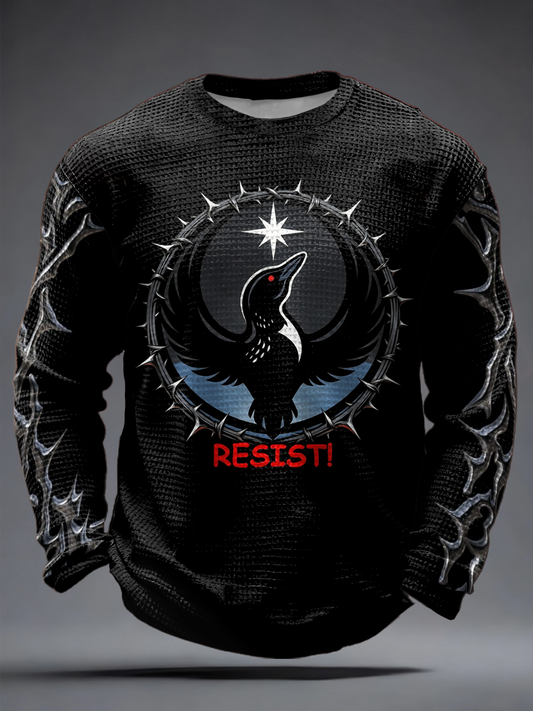 Men's The Loon Platoon Rebel Alliance Resist Printed Waffle Long Sleeve T-Shirt