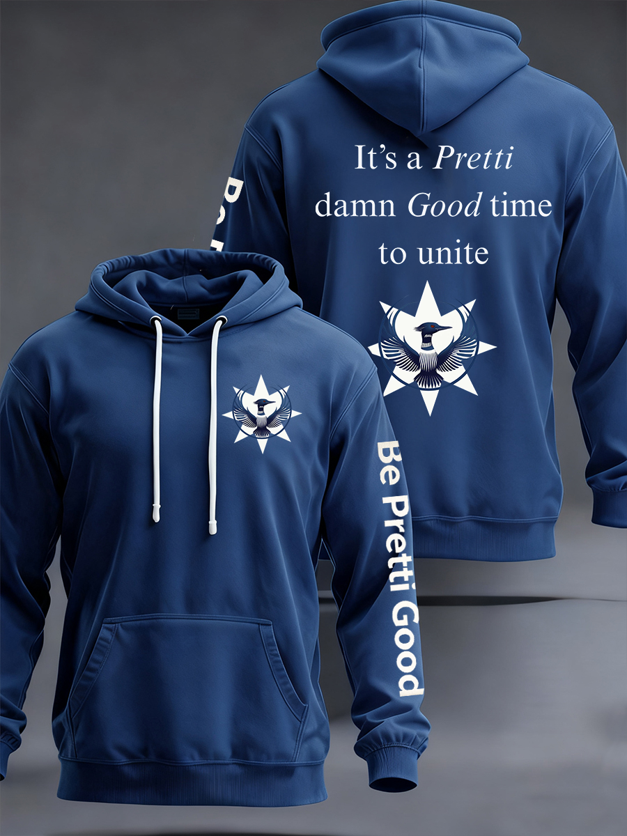 Men's It's A Pretti Damn Good Time To Unite Oversized Drop-Shoulder Hoodie With Pockets