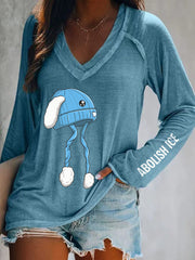 Women's Abolish ICE Print V-Neck Long-Sleeve T-Shirt