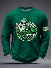 Men's St. Patrick's Day Everybody In The Pub Gettin’ Tipsy Waffle Long Sleeve T-Shirt