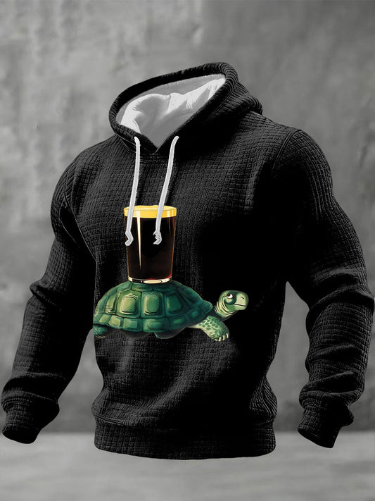 Men's St.patrick's Day Beer Checkered Cotton Hoodie