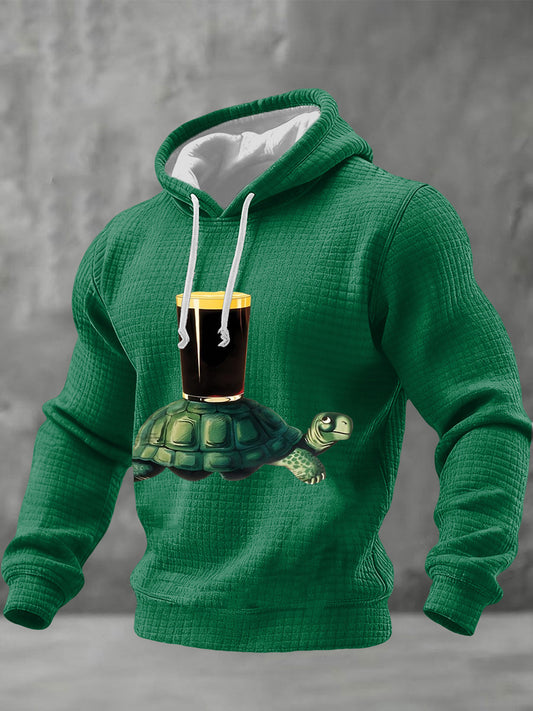 Men's St.patrick's Day Beer Checkered Cotton Hoodie