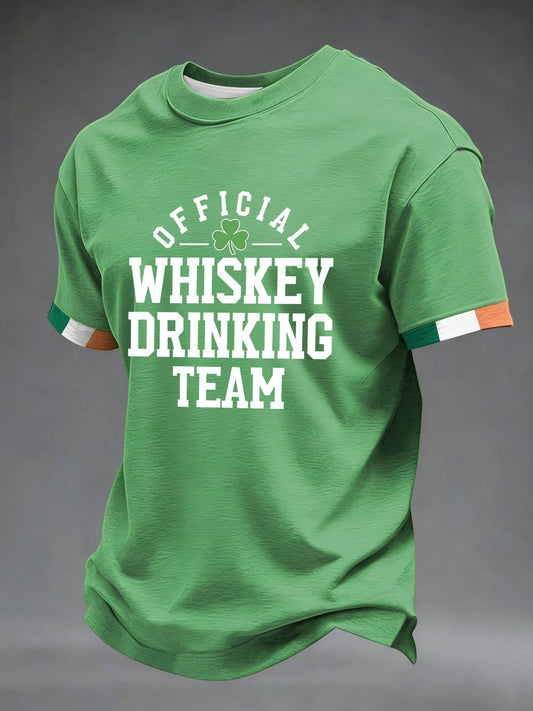 Men's St. Patrick's Day Official Whiskey Drinking Team Printed T-shirt