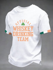 Men's St. Patrick's Day Official Whiskey Drinking Team Printed T-shirt