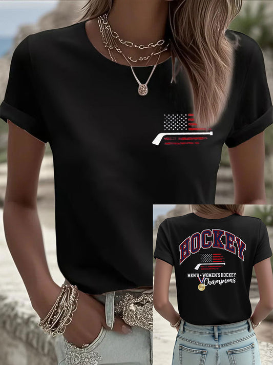 Women's Hockey Print Casual T-Shirt