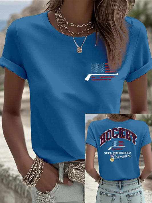 Women's Hockey Print Casual T-Shirt